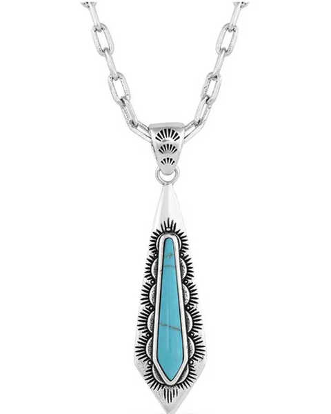Image #1 - Montana Silversmiths Women's Southwest Turquoise Stream Necklace, Silver, hi-res