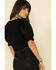 Very J Women's Embroidered Puff Sleeve Ribbed Top , Black, hi-res