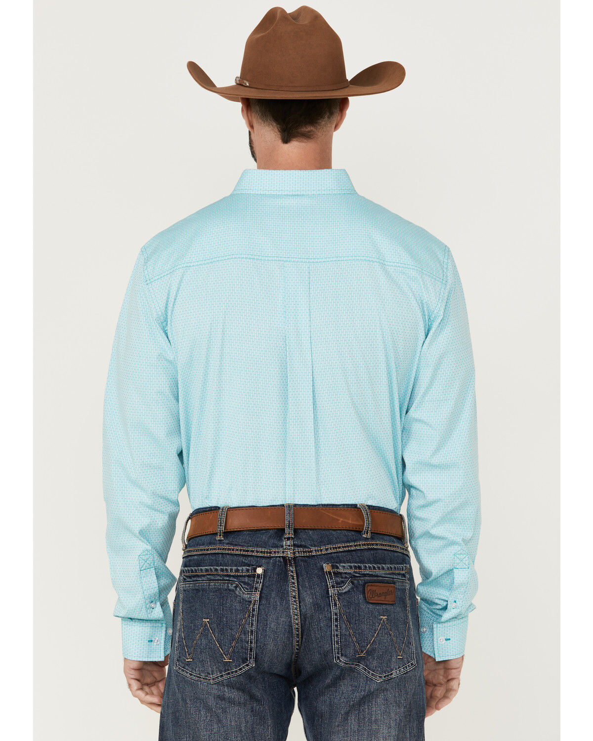 Image #4 - RANK 45® Men's Heeler Textured Solid Long Sleeve Button-Down Western Shirt, Turquoise, hi-res