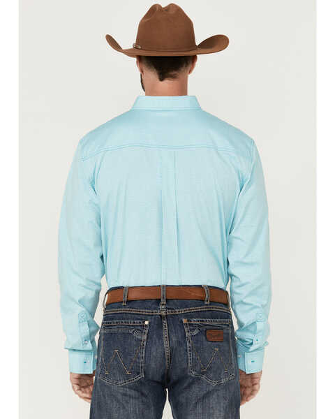Image #4 - RANK 45® Men's Heeler Textured Solid Long Sleeve Button-Down Western Shirt , Turquoise, hi-res