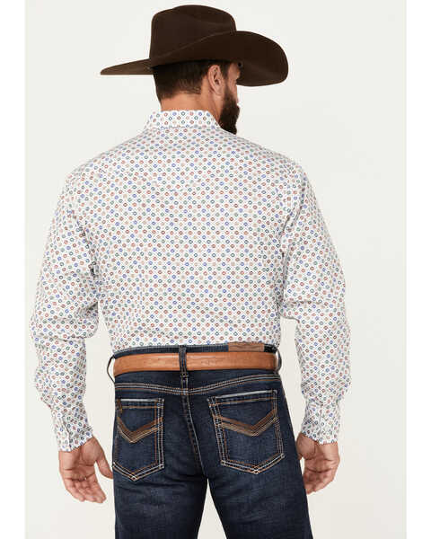 Image #4 - Rodeo Clothing Men's Southwestern Geo Print Long Sleeve Pearl Snap Western Shirt, White, hi-res