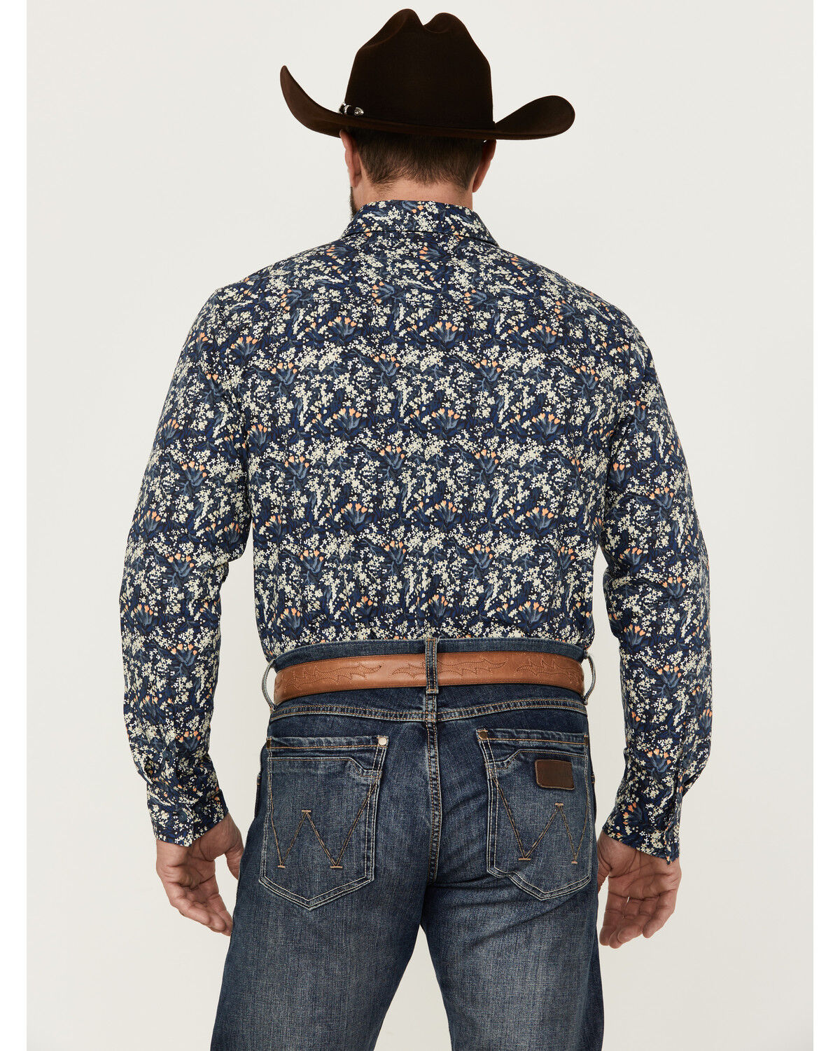 Image #4 - Gibson Trading Co Men's Shin Dig Floral Print Long Sleeve Button-Down Western Shirt, Navy, hi-res