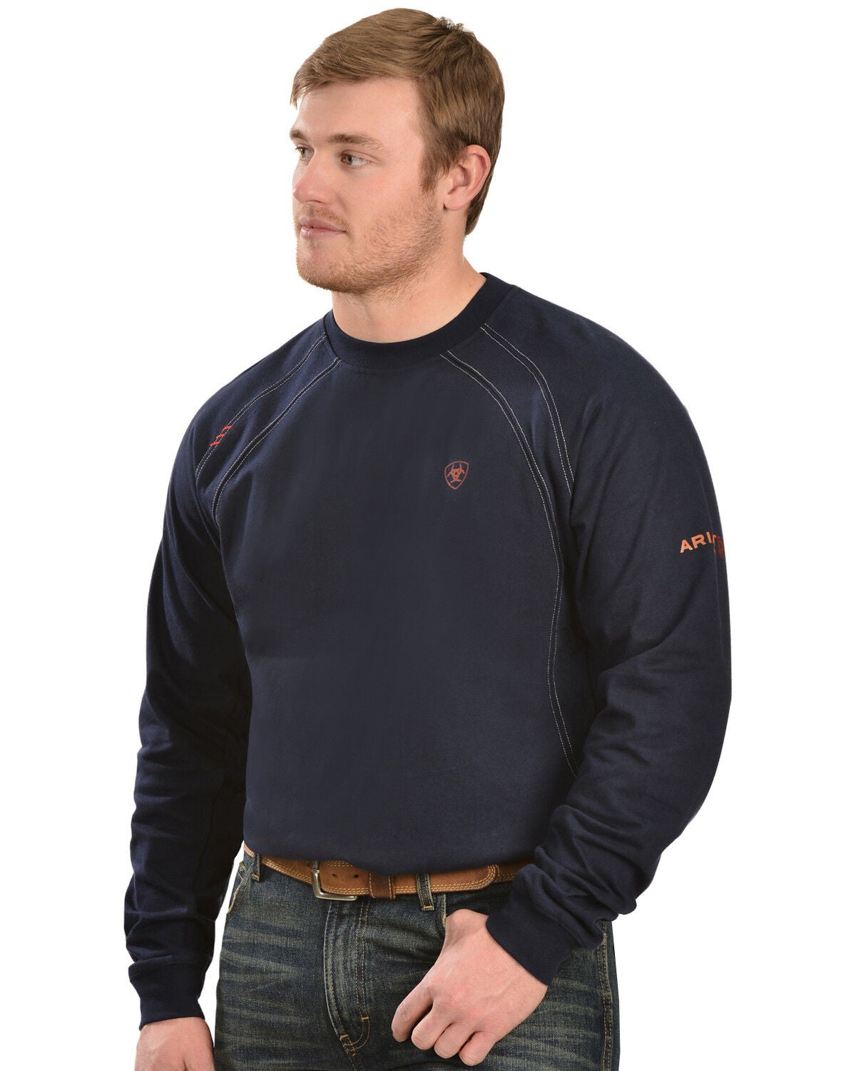 Ariat Men's FR Workwear Crew Long Sleeve Work T-Shirt - Big & Tall, Navy, hi-res