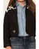 Image #3 - Cowgirl Hardware Girls' Cow Print Yoke Poly Shell Jacket , Black, hi-res