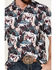 Image #3 - Cinch Men's ARENAFLEX® Palm Leaf Print Short Sleeve Performance Polo, Purple, hi-res