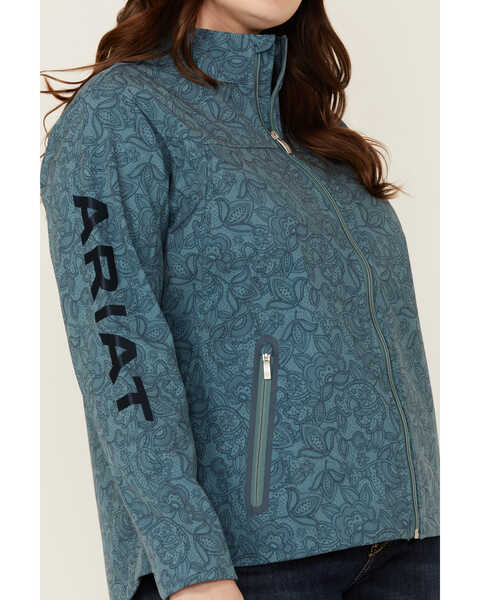 Image #3 - Ariat Women's Printed Team Softshell Jacket - Plus , Teal, hi-res