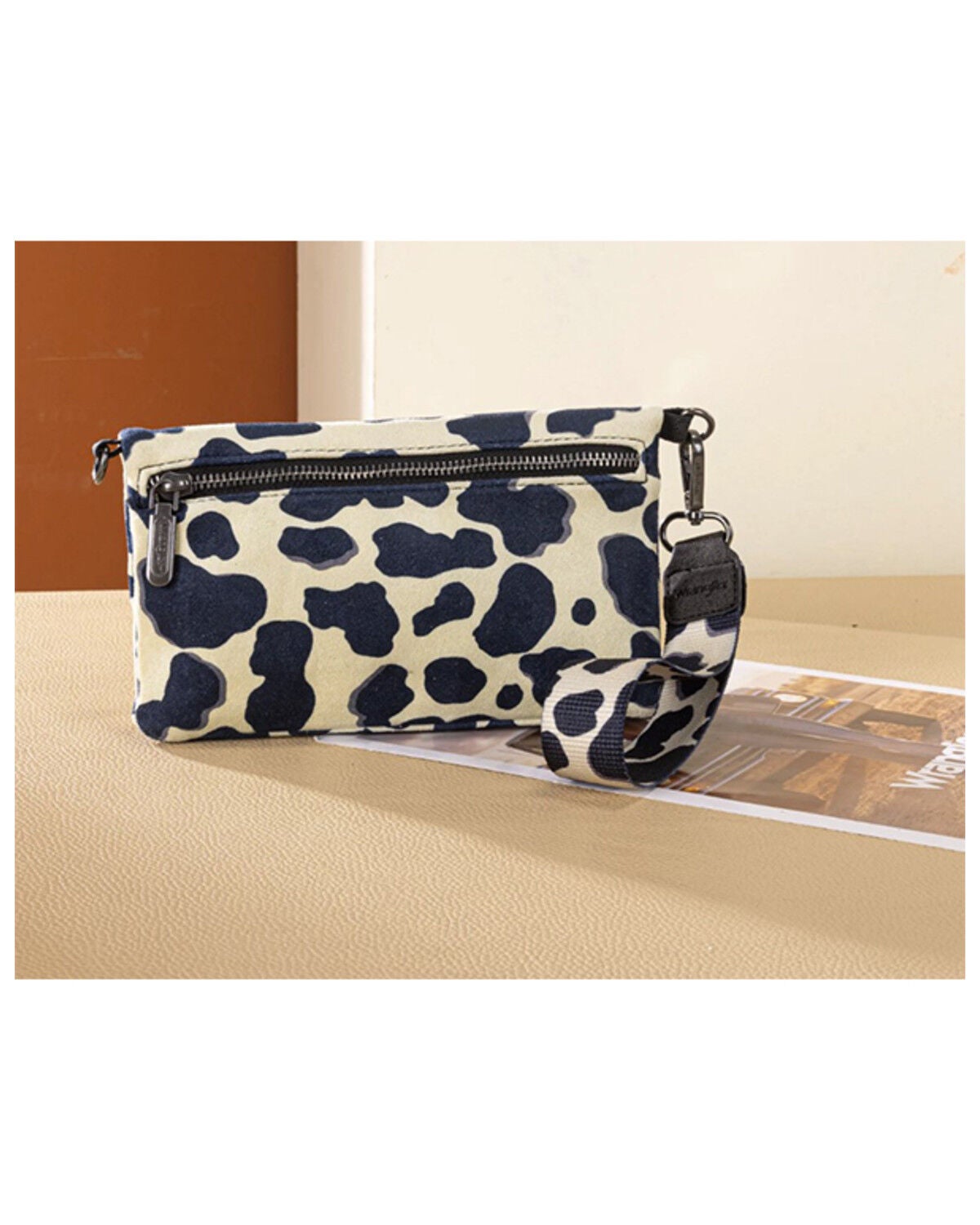 Image #3 - Wrangler Women's Cow Print Wristlet Crossbody, Black, hi-res