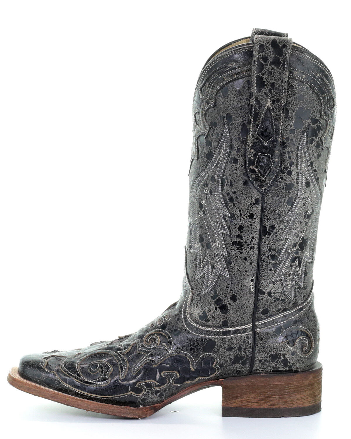 Image #3 - Corral Women's Vintage Python Inlay Western Boots - Square Toe, Black, hi-res