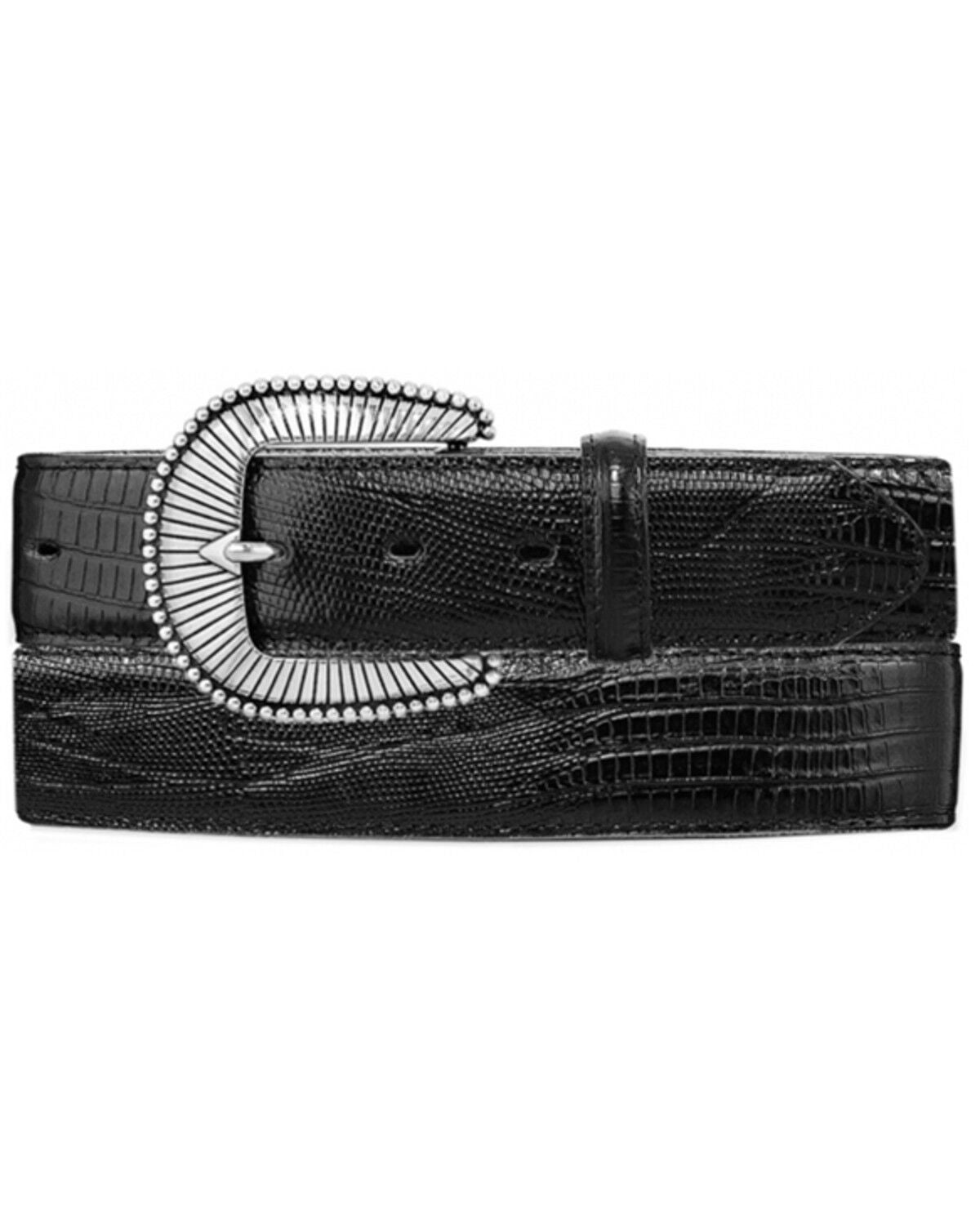 Image #1 - Tony Lama Men's Black Lizard Print Belt, No Color, hi-res