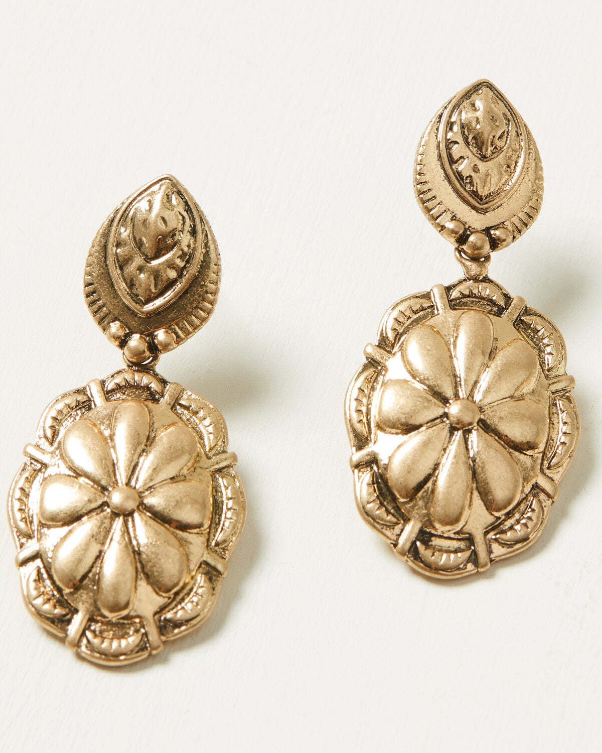 Image #2 - Lainey Wilson Women's Concho Earrings, Gold, hi-res