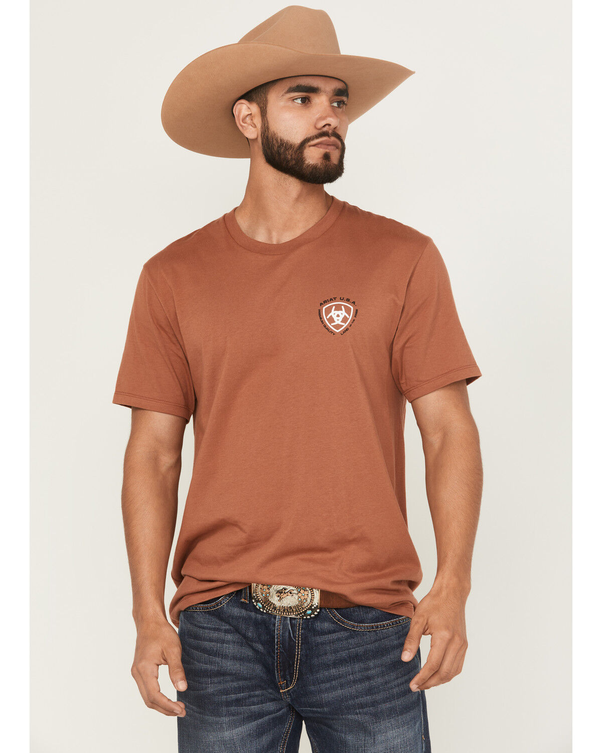 Image #2 - Ariat Men's Loft Simple Seal Short Sleeve Graphic T-Shirt, Rust Copper, hi-res