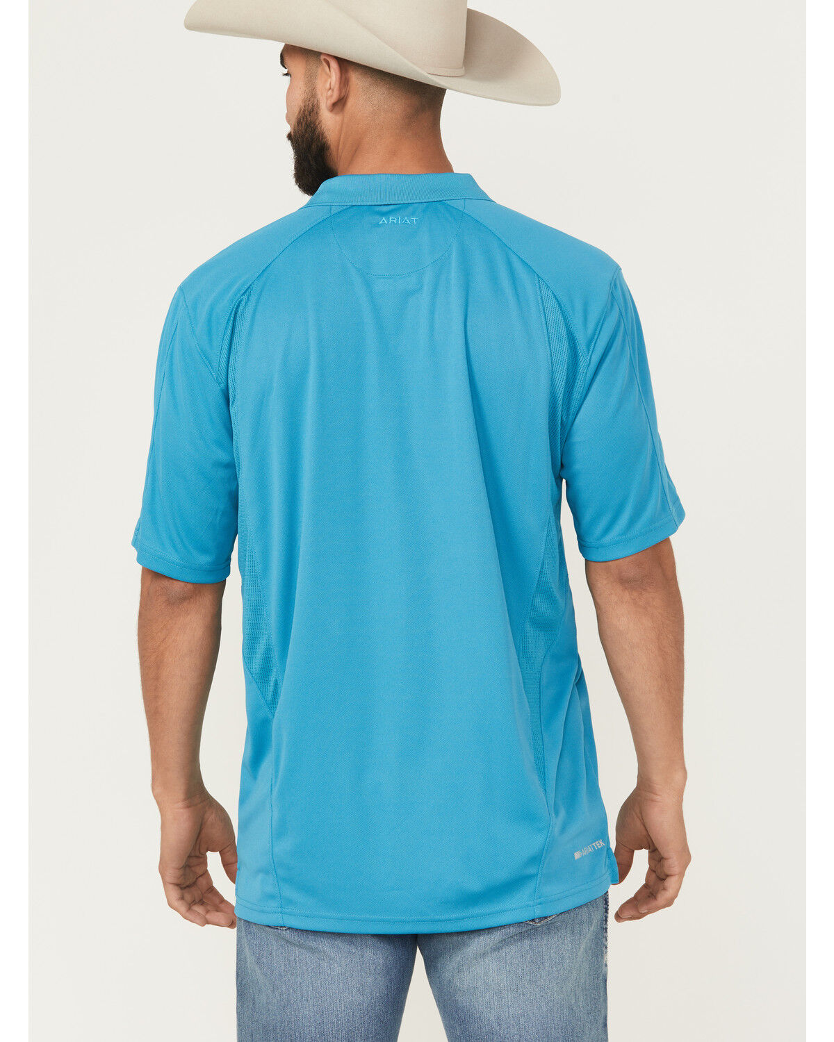 Image #4 - Ariat Men's AC Solid Short Sleeve Button-Down Polo Shirt - Tall, Teal, hi-res