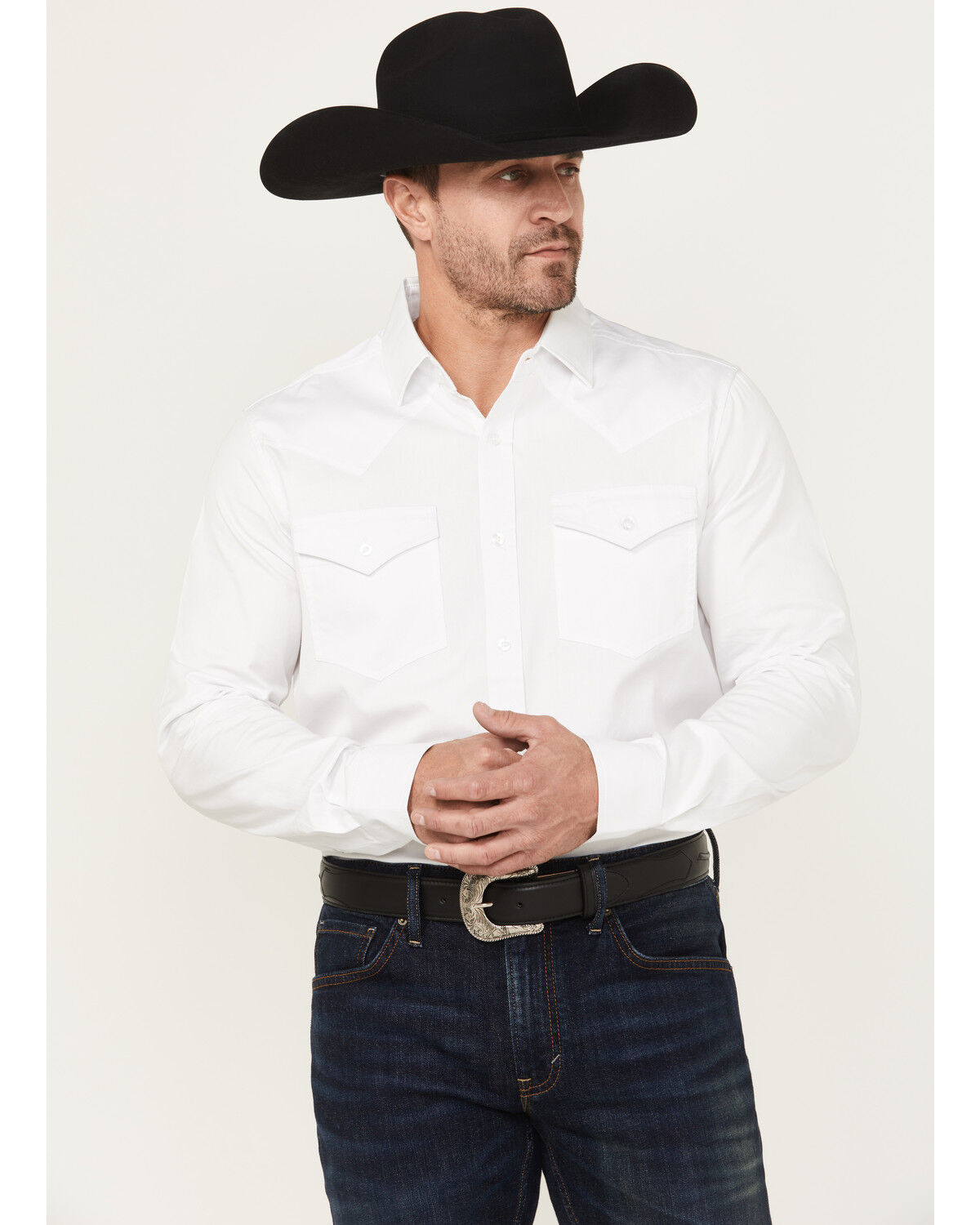 Image #1 - Cody James Black 1978® Men's Lawman Solid Long Sleeve Button-Down Western Shirt, White, hi-res