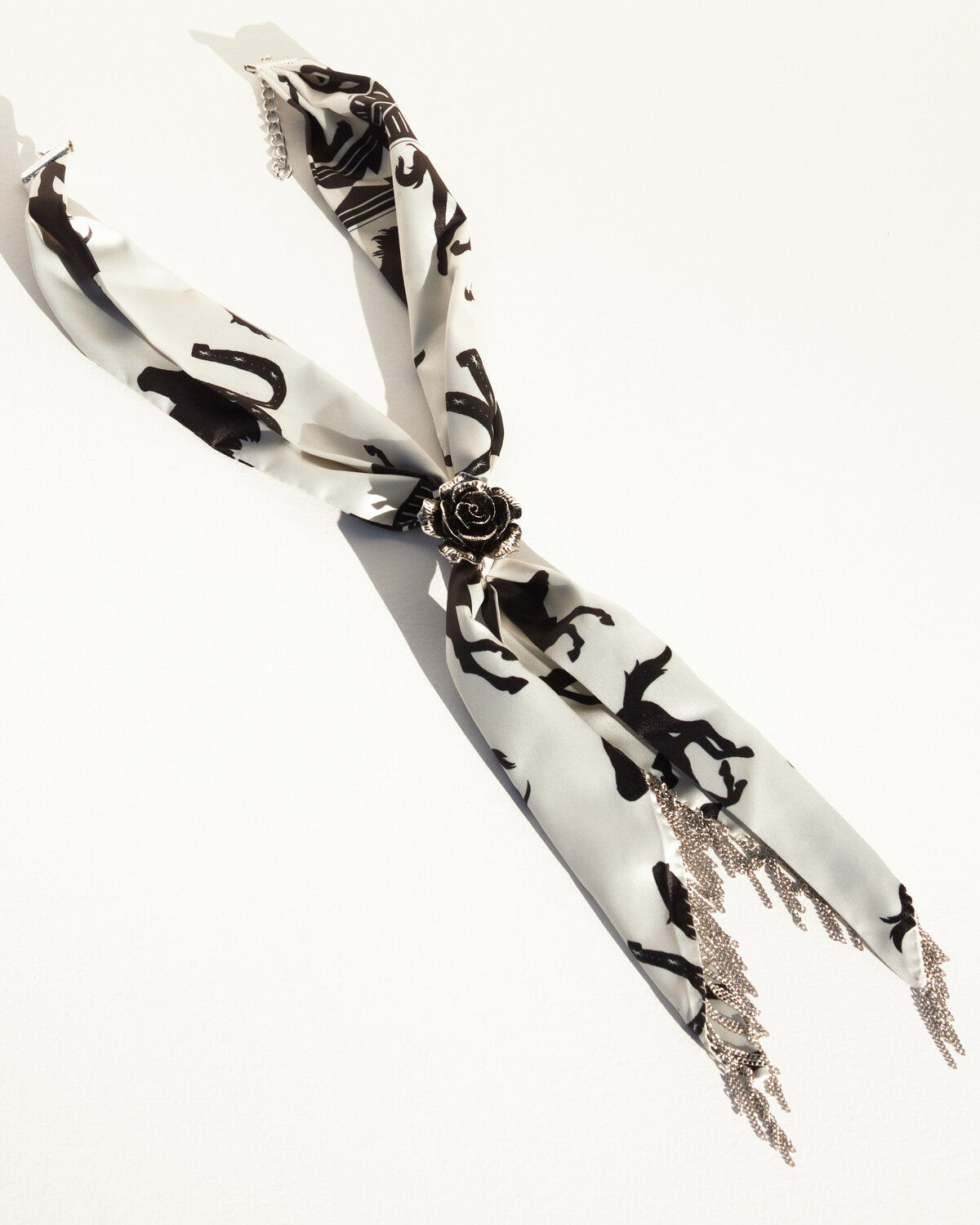 Image #2 - Idyllwind Women's Georgia Chain Fringe Bandana Necklace with Rose Slider, Black/white, hi-res