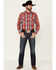 Image #2 - Roper Men's Warm Red Large Plaid Long Sleeve Pearl Snap Western Shirt, Red, hi-res