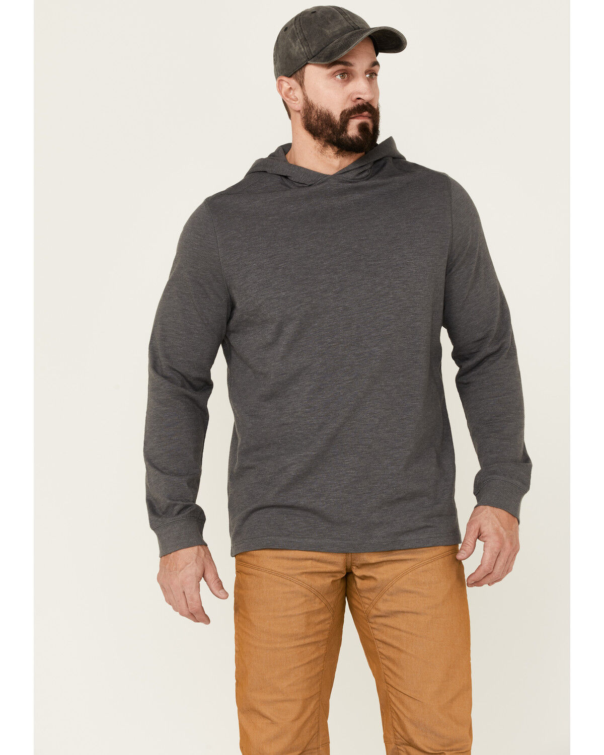 Image #3 - Brothers and Sons Men's Solid Heather Slub Long Sleeve Hooded Sweatshirt, Charcoal, hi-res