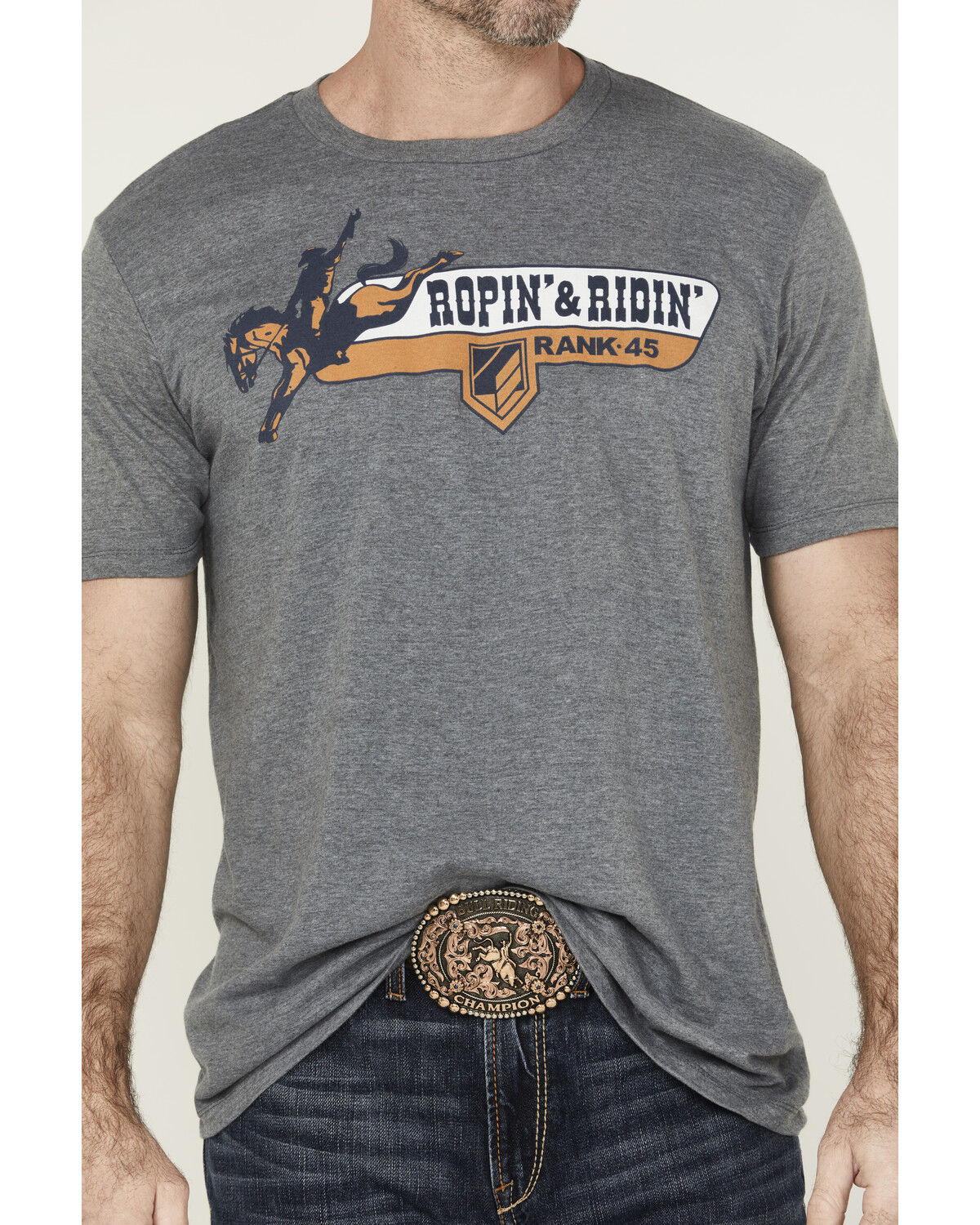 Image #3 - RANK 45® Men's Ridin' & Ropin' Short Sleeve Graphic T-Shirt, Charcoal, hi-res