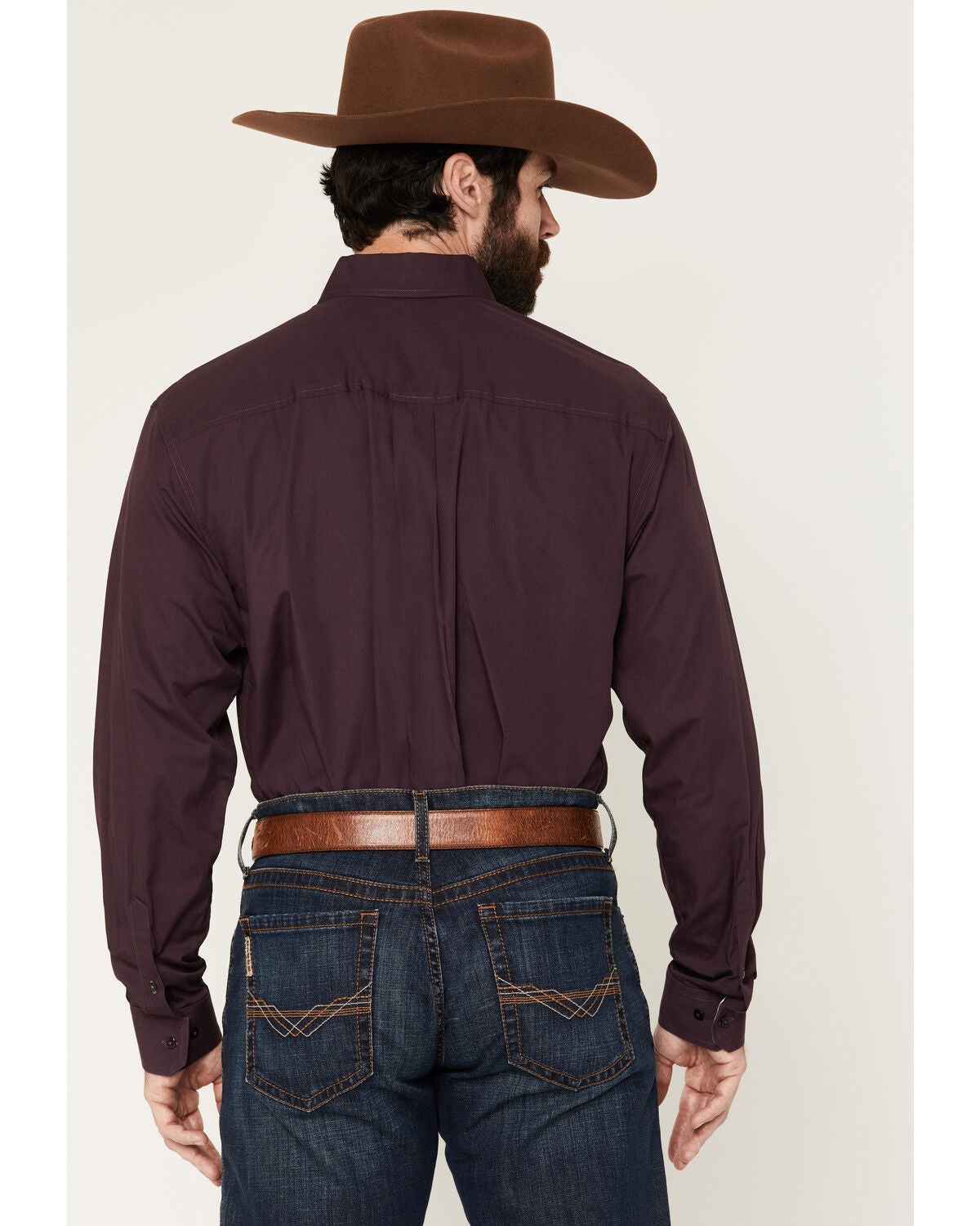 Image #4 - Cinch Men's Solid Long Sleeve Button-Down Western Shirt, Purple, hi-res