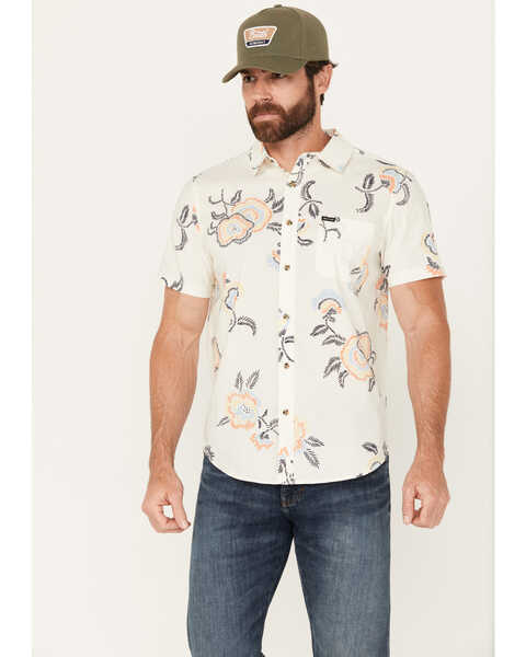 Image #1 - Brixton Men's Charter Field Floral Stretch Short Sleeve Button-Down Shirt, Off White, hi-res