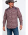 Roper Men's Fancy Small Plaid Embroidered Long Sleeve Western Shirt  , Brown, hi-res