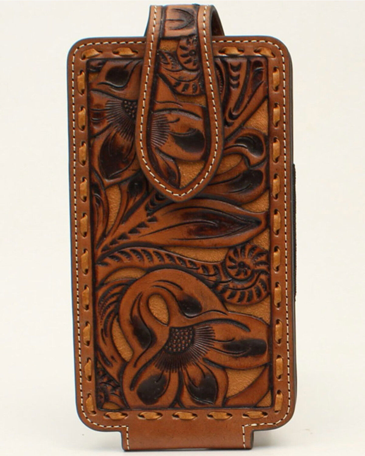 Image #1 - M & F Western Tooled Leather Cell Phone Case, Brown, hi-res