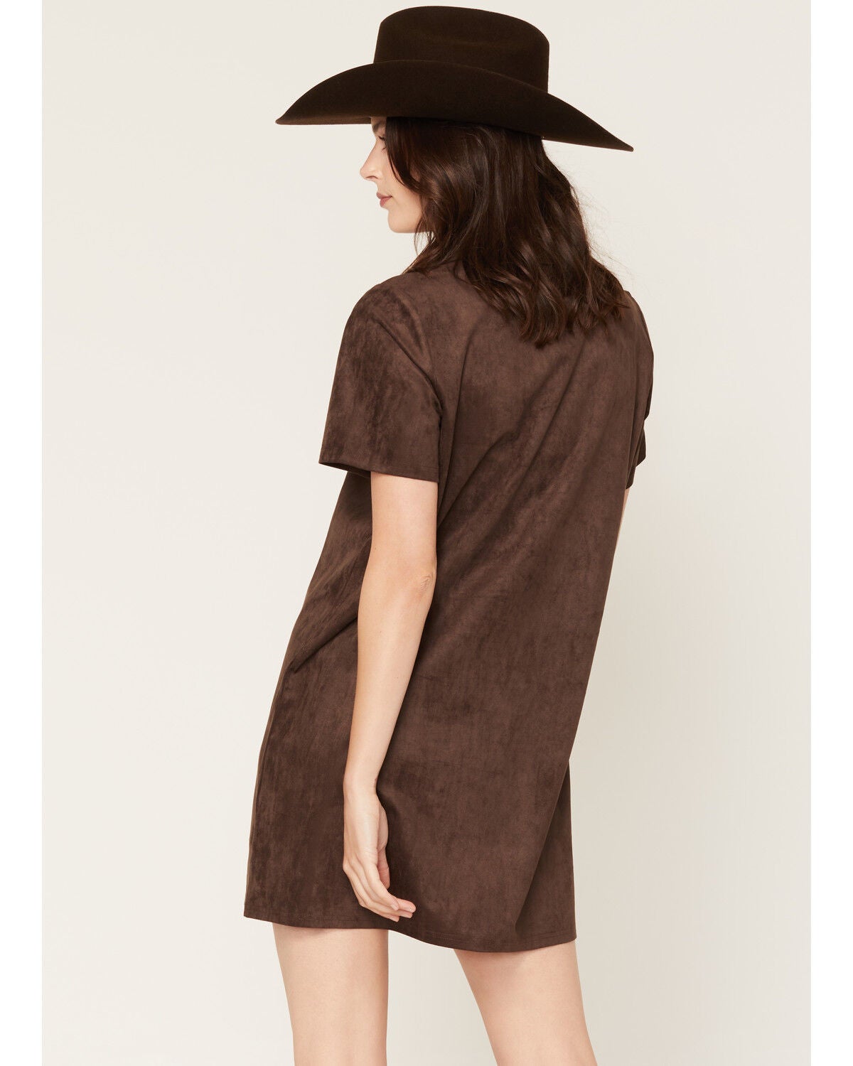Image #4 - Shyanne Women's Carina Faux Suede Lace-Up Mini Dress, Dark Brown, hi-res