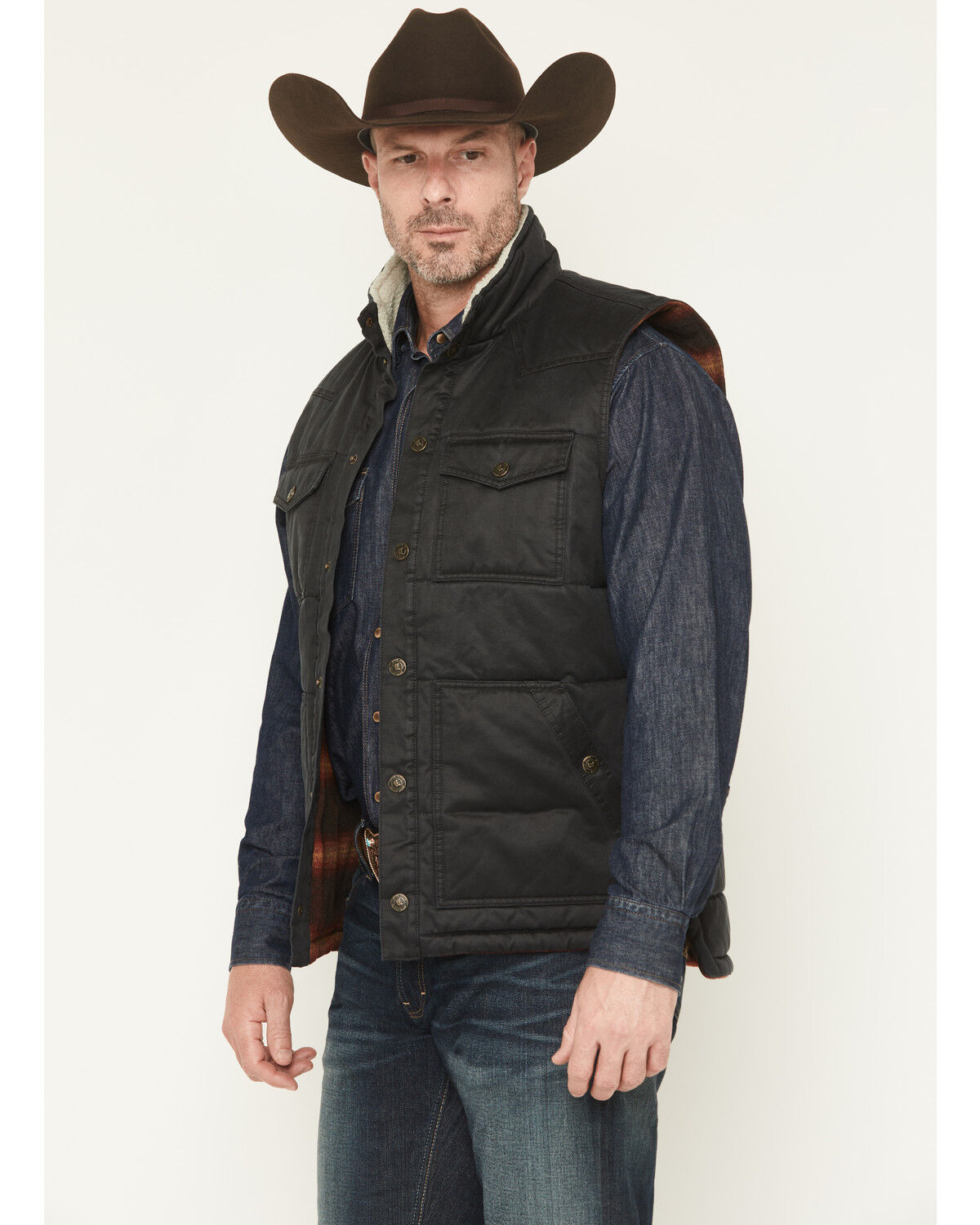 Image #2 - Cody James Men's Oil Slick Snap Lined Vest - Big, Black, hi-res