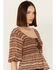 Image #2 - Shyanne Women's Smocked Lace-Up Print Top, Medium Brown, hi-res