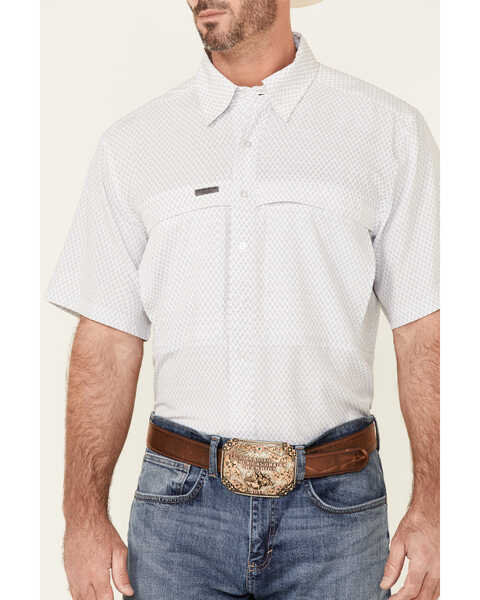 Image #3 - Panhandle Men's Performance Geo Print Short Sleeve Button Down Western Shirt , White, hi-res