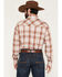 Image #4 - Ely Walker Men's Plaid Print Long Sleeve Pearl Snap Western Shirt, Rust Copper, hi-res