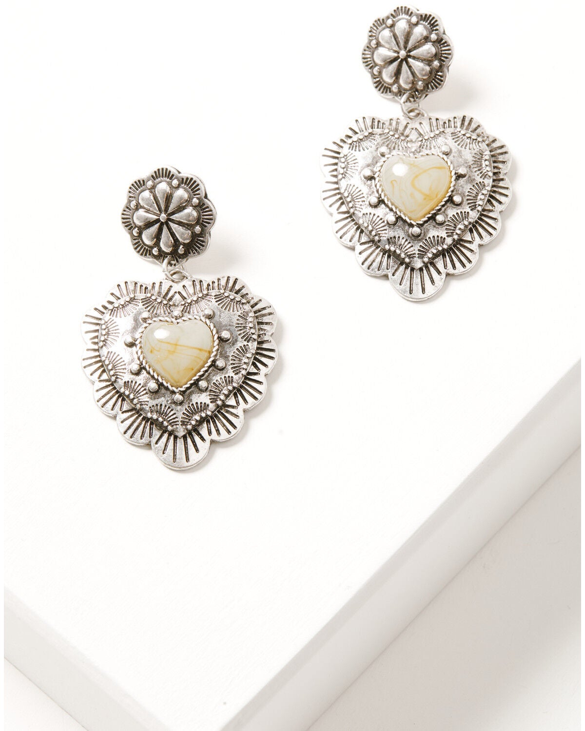 Image #1 - Shyanne Women's Statement Heart Earrings, Silver, hi-res