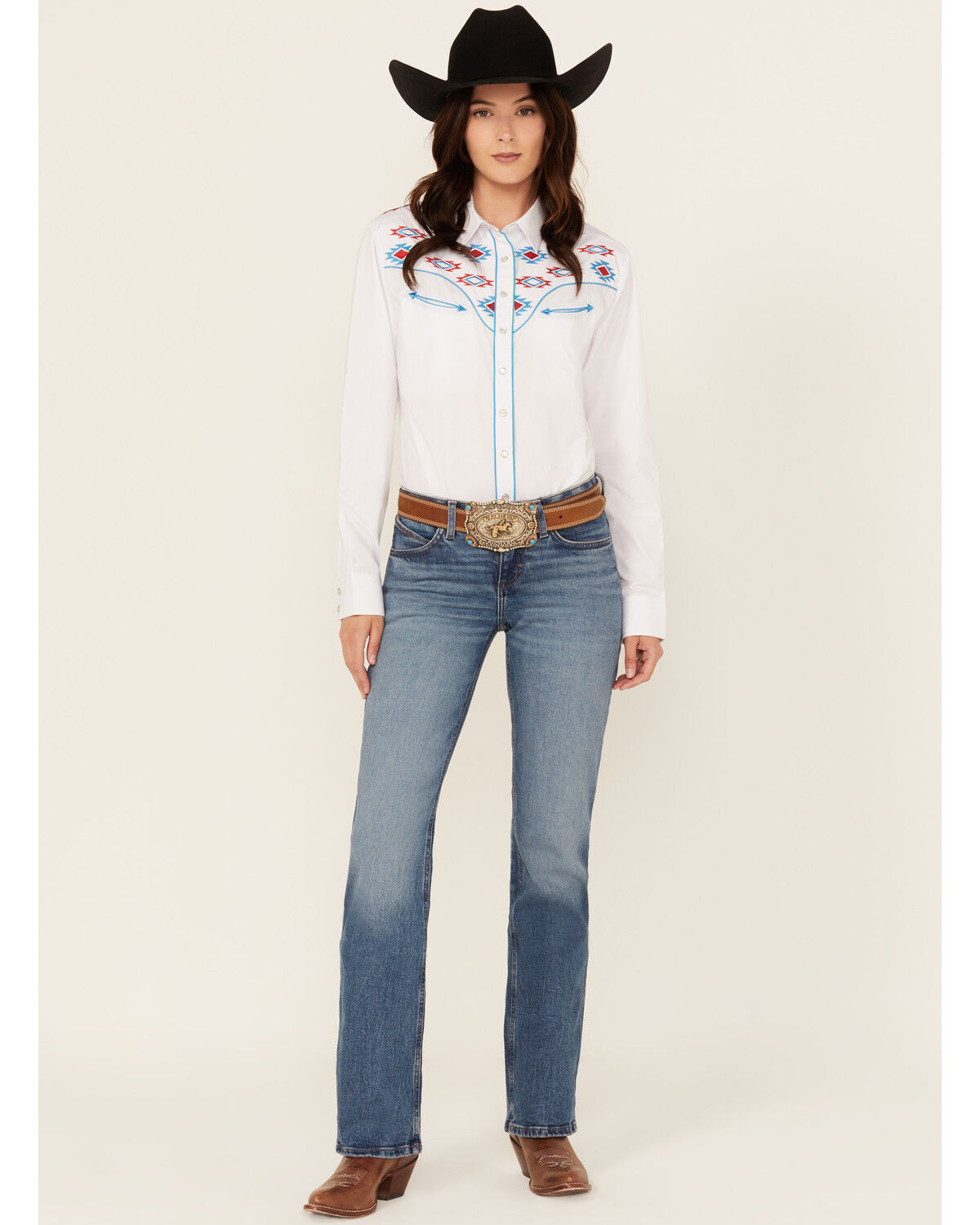 Image #1 - Wrangler Women's Jade Medium Wash Mid Rise Ultimate Riding Relaxed Bootcut Stretch Denim Jeans, Medium Wash, hi-res
