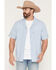 Image #1 - Levi's Men's Jay Classic Camper Striped Short Sleeve Button-Down Western Shirt, Blue, hi-res