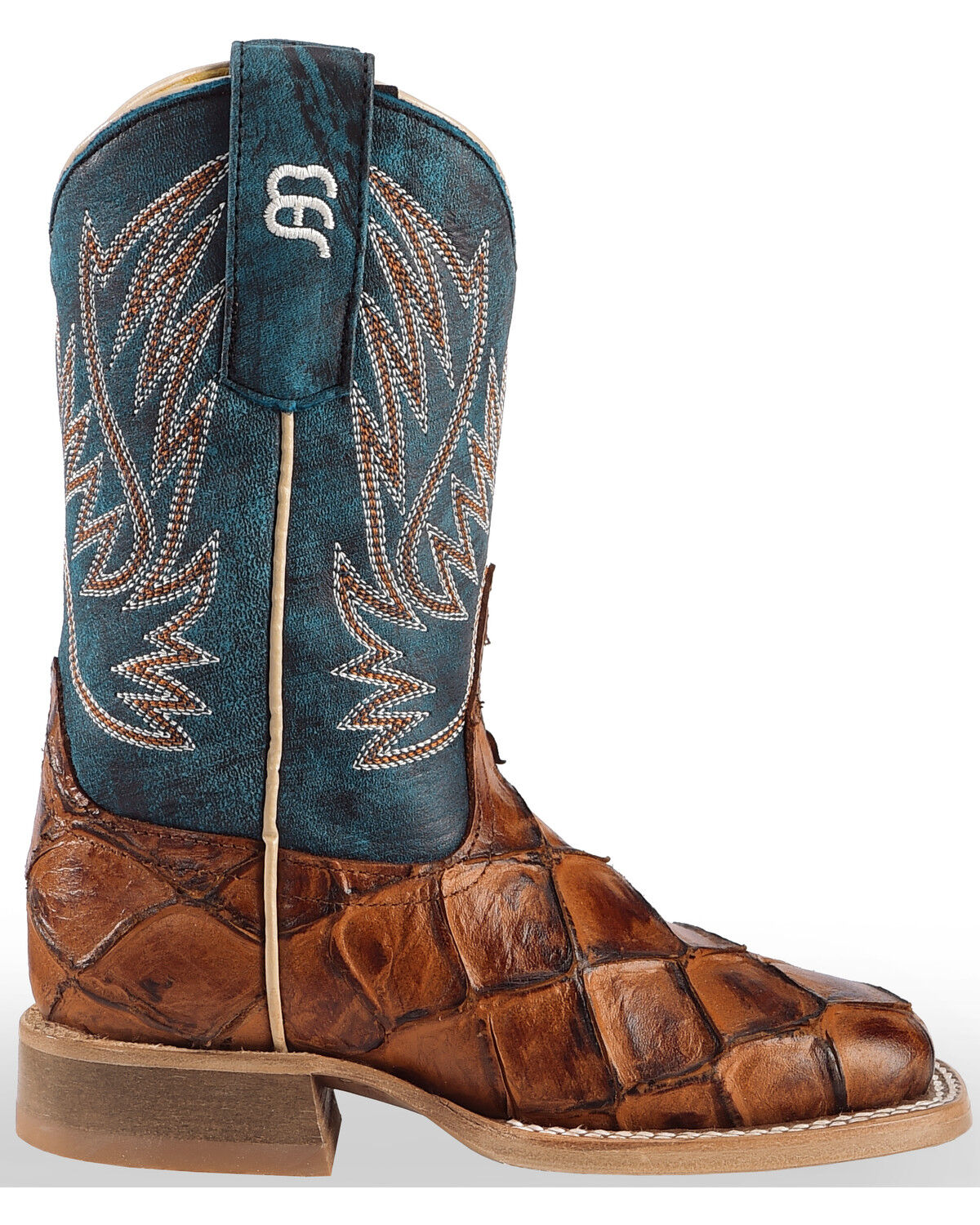 Image #2 - Horse Power Boys' Seas the Day Fish Print Boots - Square Toe, Cognac, hi-res