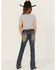 Image #1 - Grace In LA Girls' Cowhide Horseshoe Bootcut Stretch Denim Jeans, Blue, hi-res