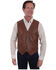 Image #1 - Scully Leatherwear Men's Tailored Vintage Lamb Leather Vest, Brown, hi-res