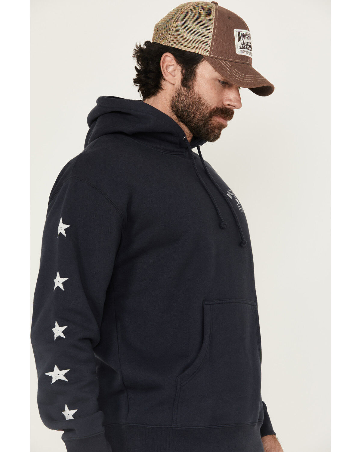 Image #3 - Moonshine Spirit Men's Eagle Star Graphic Hooded Sweatshirt, Navy, hi-res