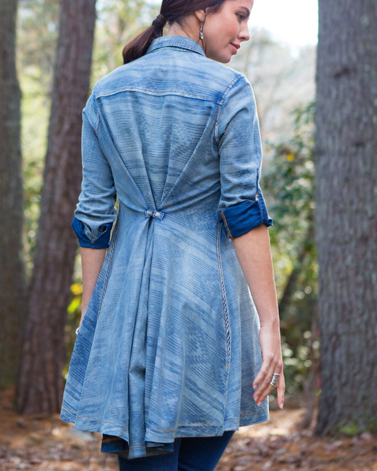 Image #3 - Ryan Michael Women's Serape Jacquard Tunic, Indigo, hi-res