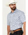 Image #2 - Rough Stock by Panhandle Men's Stretch Paisley Print Short Sleeve Pearl Snap Western Shirt, Blue, hi-res