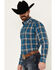 Image #2 - Ariat Men's Geron Plaid Print Long Sleeve Button-Down Western Shirt , Blue, hi-res