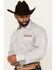 Image #2 - Wrangler Men's PBR Logo Printed Long Sleeve Snap Western Shirt, White, hi-res