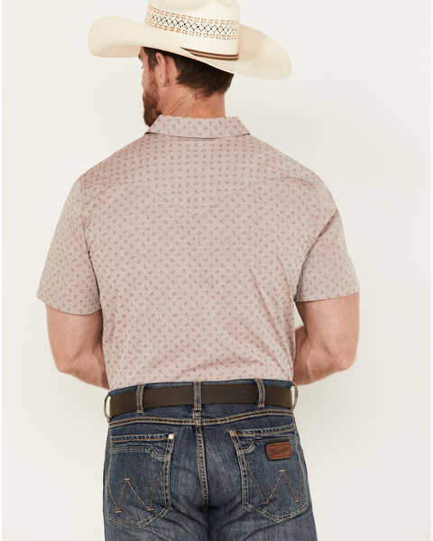 Image #4 - Cody James Men's Micro Paisley Print Short Sleeve Snap Western Shirt , Burgundy, hi-res