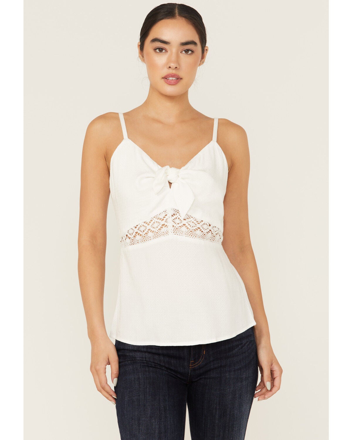 Idyllwind Women's Tie-Front Cami, Ivory, hi-res