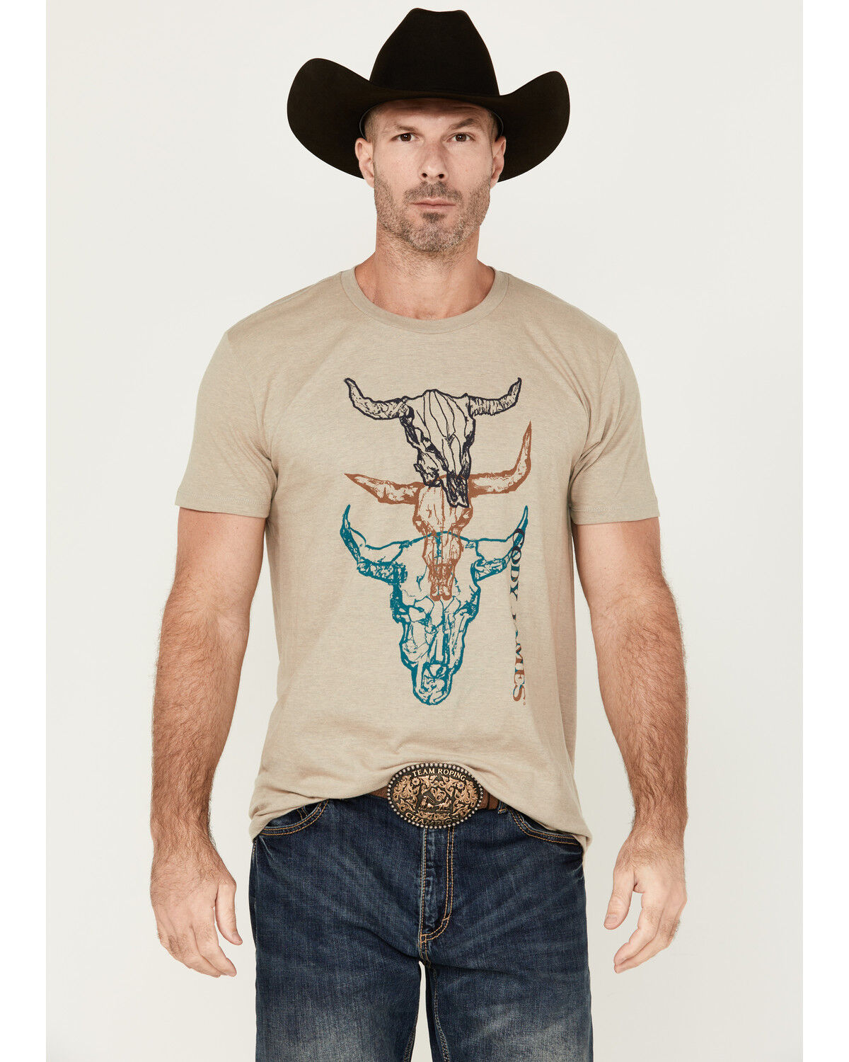 Image #1 - Cody James Men's Stacked Skull Short Sleeve Graphic T-Shirt, Camel, hi-res