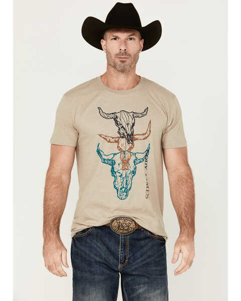 Cody James Men's Stacked Skull Short Sleeve Graphic T-Shirt , Camel, hi-res