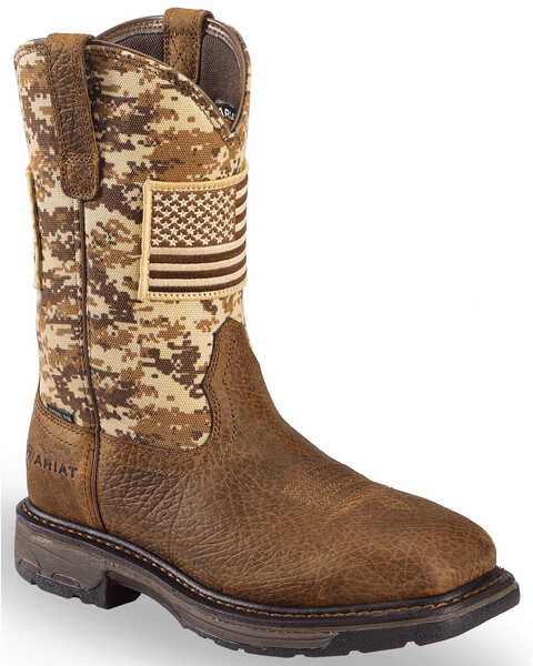 Image #1 - Ariat Men's WorkHog® Patriot Western Boots - Steel Toe , Brown, hi-res