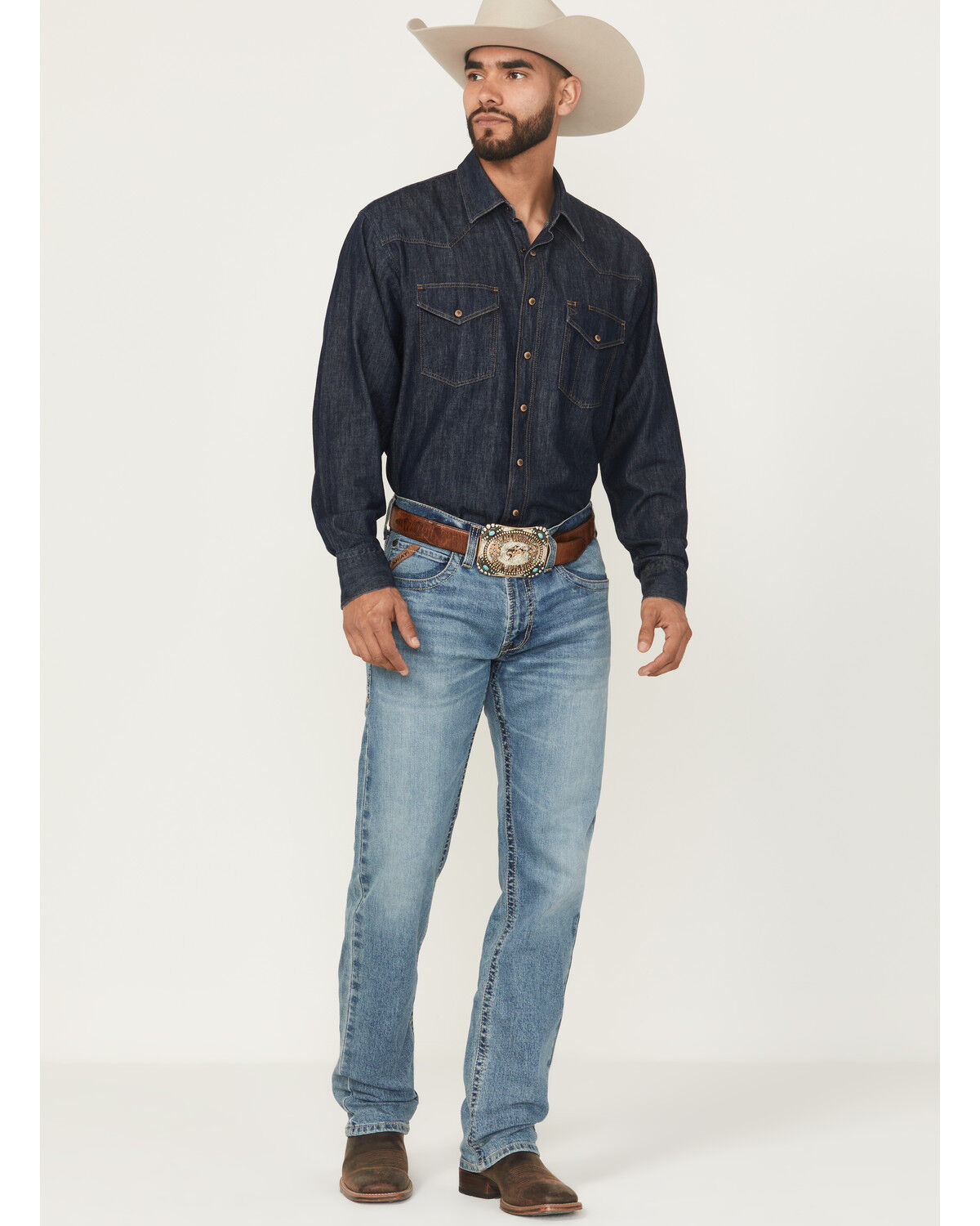 Image #1 - Ariat Men's M2 Logan Bennet Medium Wash Relaxed Bootcut Stretch Denim Jeans, Medium Wash, hi-res