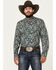 Image #1 - Cinch Men's Paisley Print Long Sleeve Button-Down Western Shirt, Dark Green, hi-res