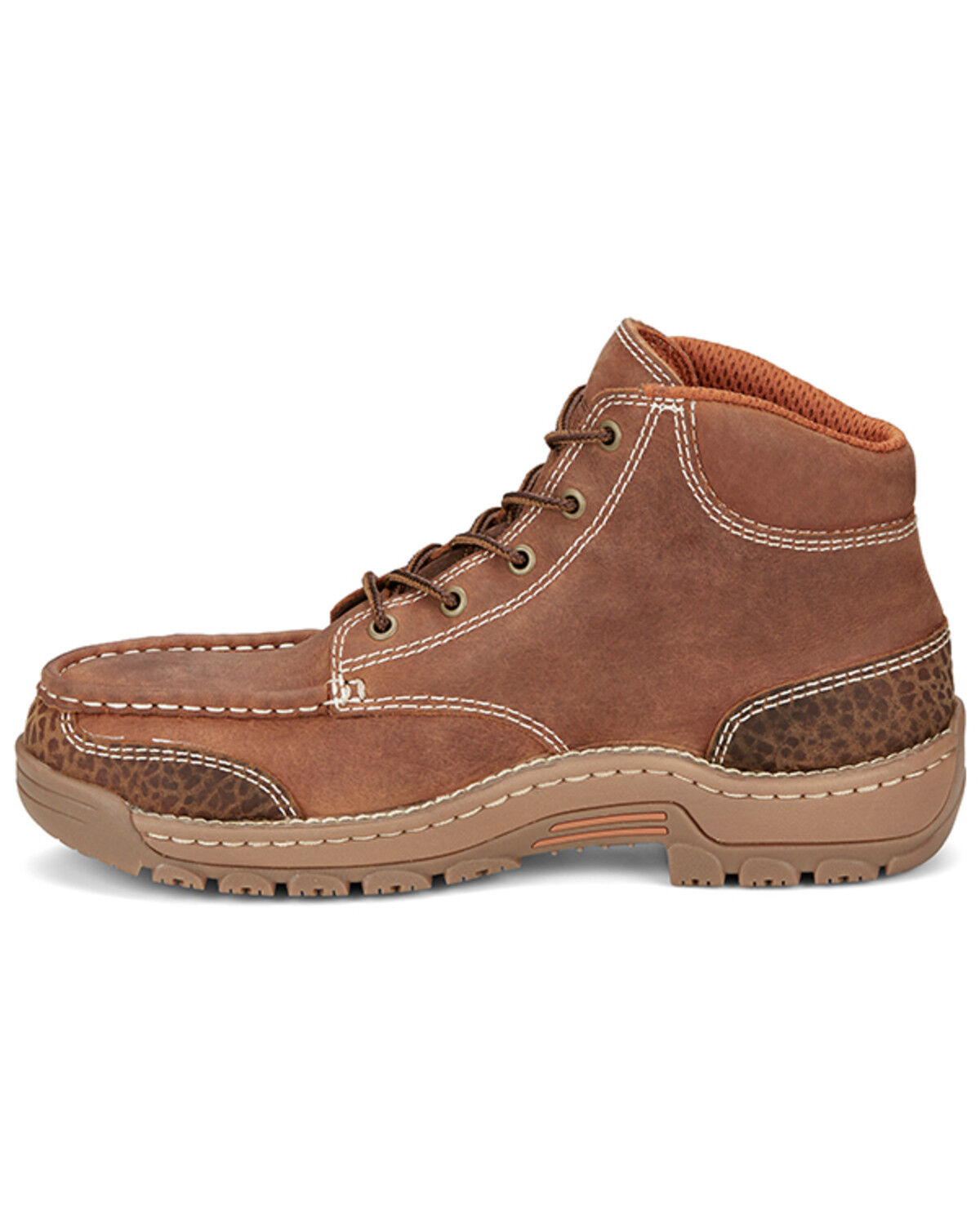 Image #3 - Justin Men's 5" Corbett Lace-Up Moc Waterproof Work Boots - Alloy Toe, Brown, hi-res