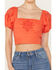 Image #3 - Band of the Free Women's Tie Back Short Sleeve Entrada Top, Orange, hi-res
